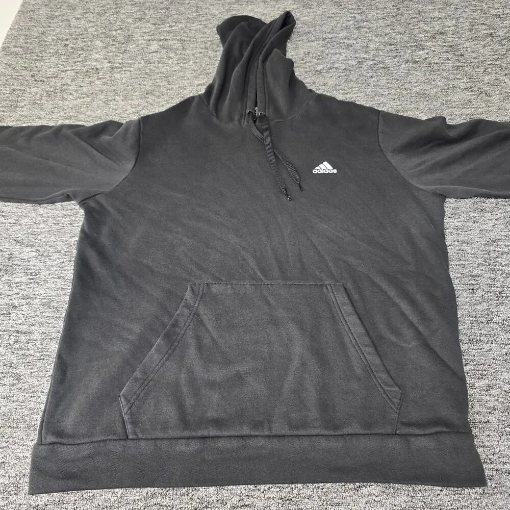 Adidas Golf Pullover Hoodie Men's XL Black Chest Print Logo Drawstring Pocket